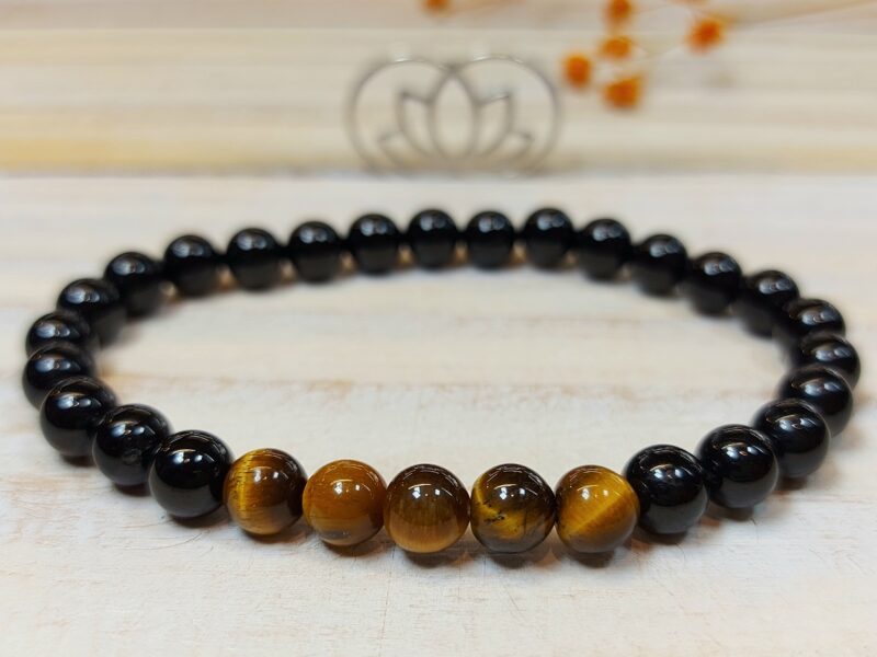 Pulsera de Ojo de Tigre y Turmalina negra